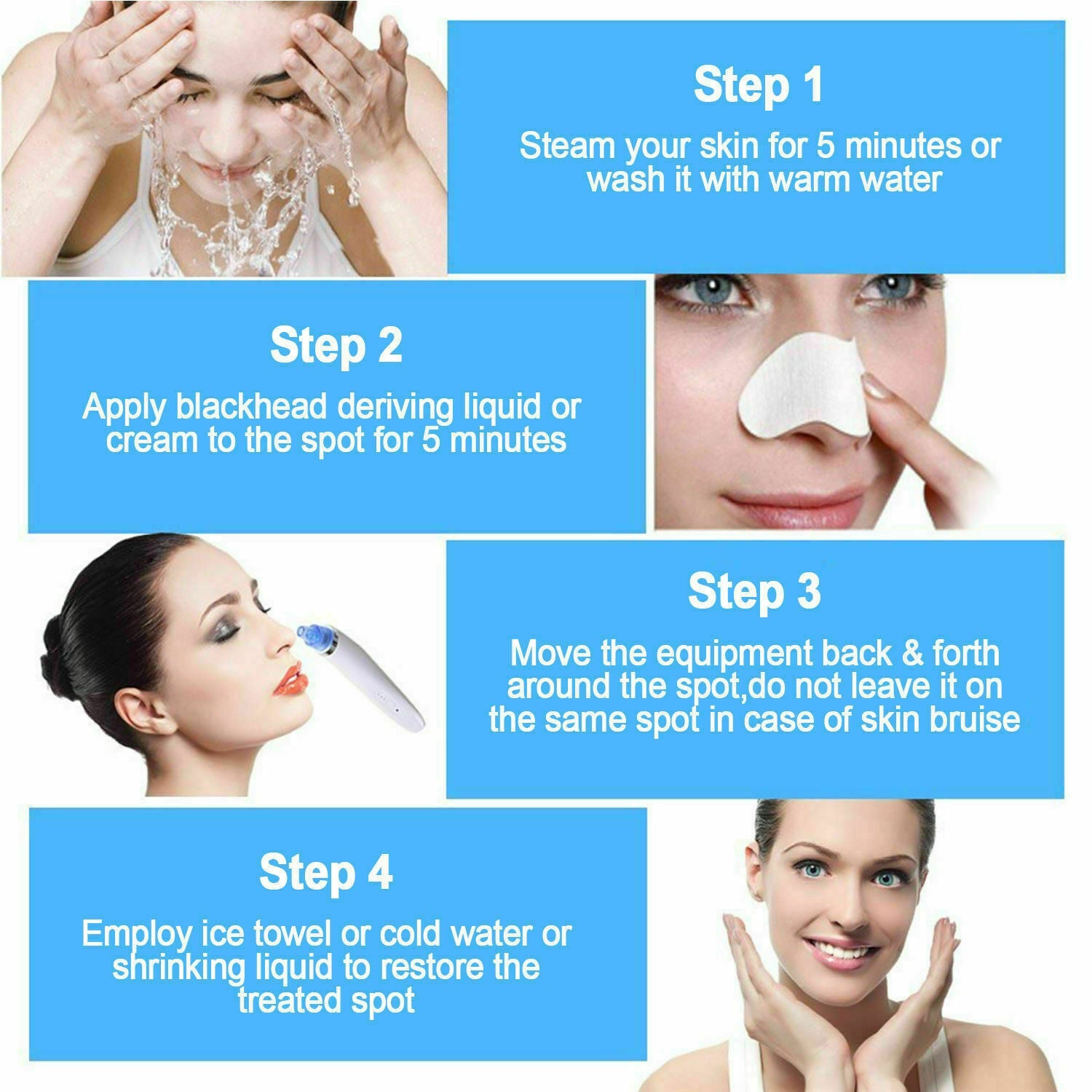 Electric Blackhead Vacuum Pore Cleaner Acne Pimple Remover Strong