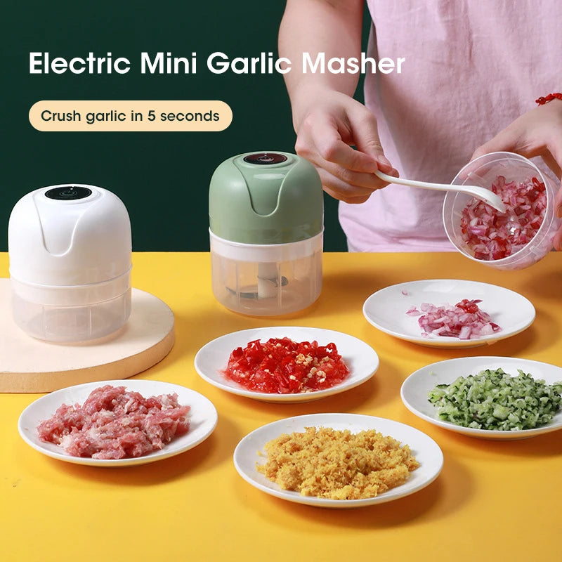 250ml Garlic Masher Crusher Electric Kitchen Food Chopper USB Portable