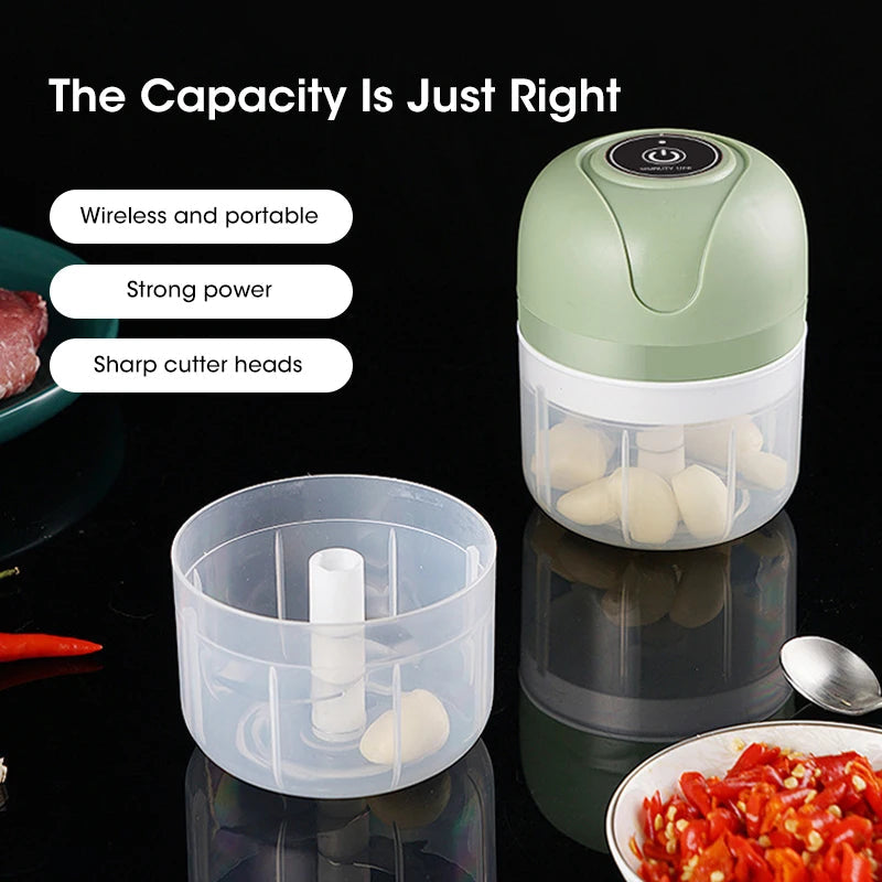 250ml Garlic Masher Crusher Electric Kitchen Food Chopper USB Portable