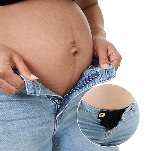 4pcs Adjustable Waistband Extenders for Jeans – Elastic Comfort for Every Stage of Pregnancy