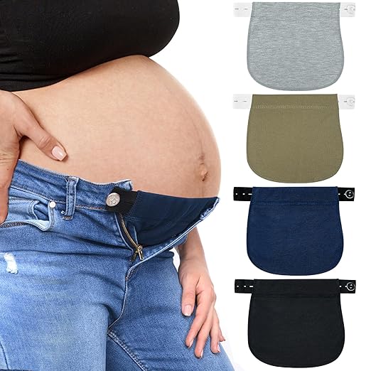 4pcs Adjustable Waistband Extenders for Jeans – Elastic Comfort for Every Stage of Pregnancy