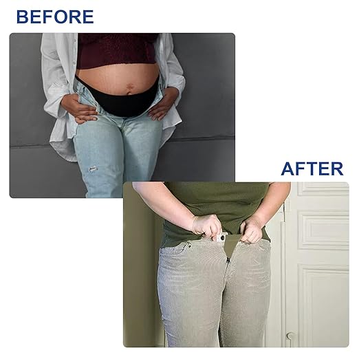 4pcs Adjustable Waistband Extenders for Jeans – Elastic Comfort for Every Stage of Pregnancy