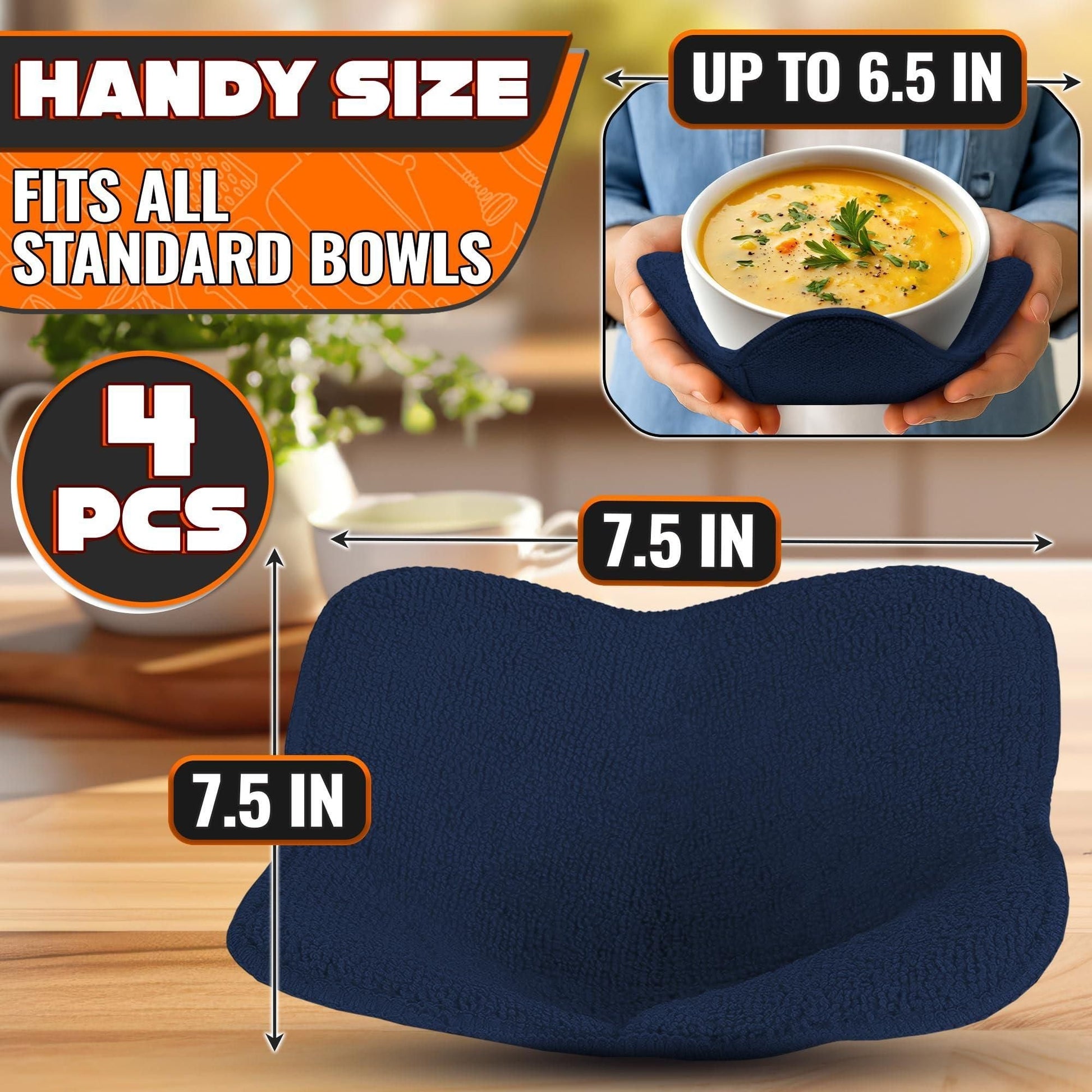4 Pcs Microwave Bowl Cozy Holders Deep Navy Blue Microwave Bowl