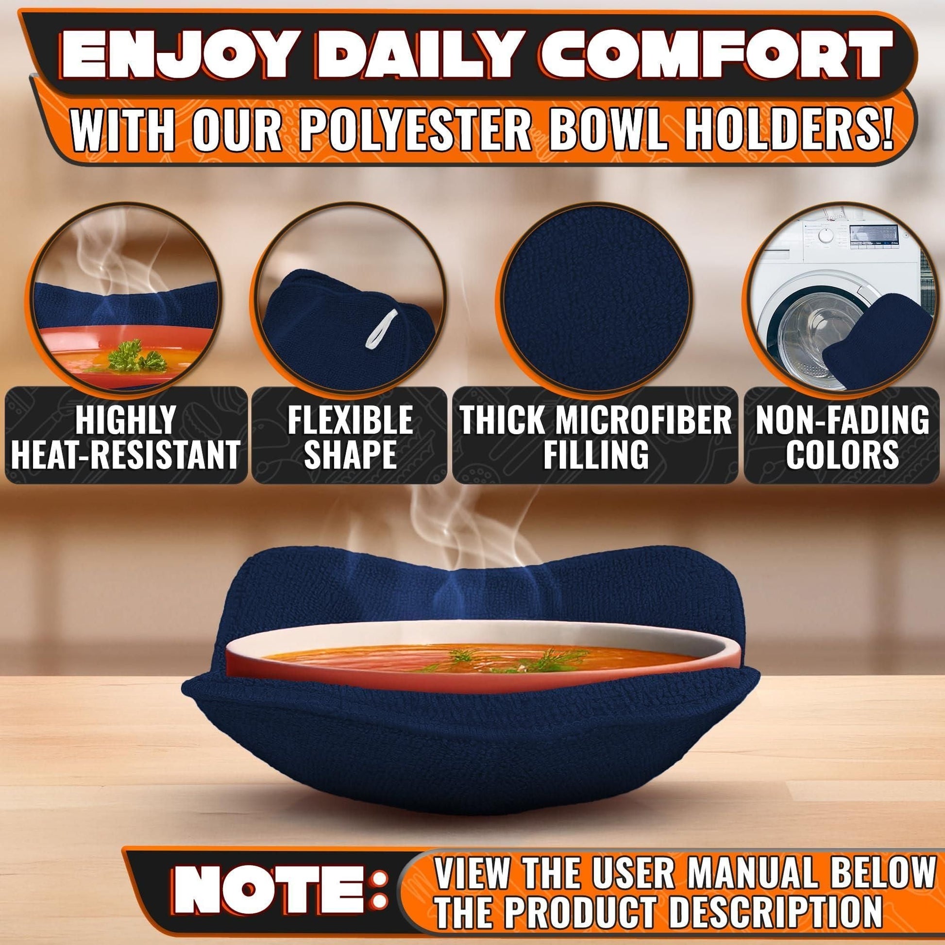 4 Pcs Microwave Bowl Cozy Holders Deep Navy Blue Microwave Bowl